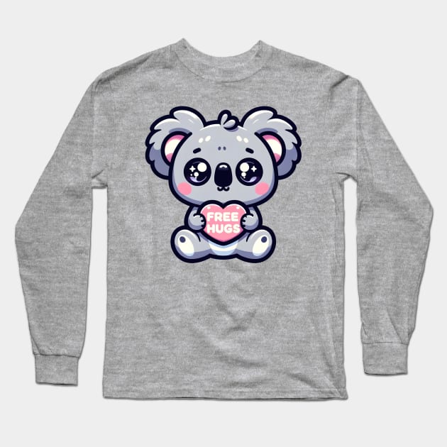 Cute kwaii koala gives free hugs - Valentine's day Long Sleeve T-Shirt by Ingridpd